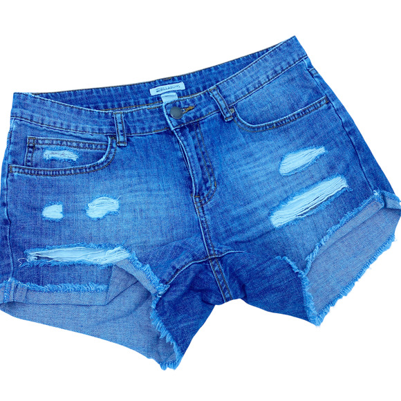Billabong Coast Ryder Medium Wash Distressed Denim Jean Shorts Size 26 - Picture 2 of 12